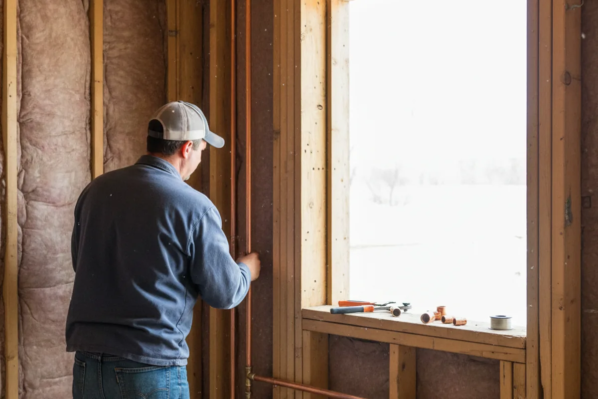 Licensed plumber running new copper supply lines in a Frazier Park home